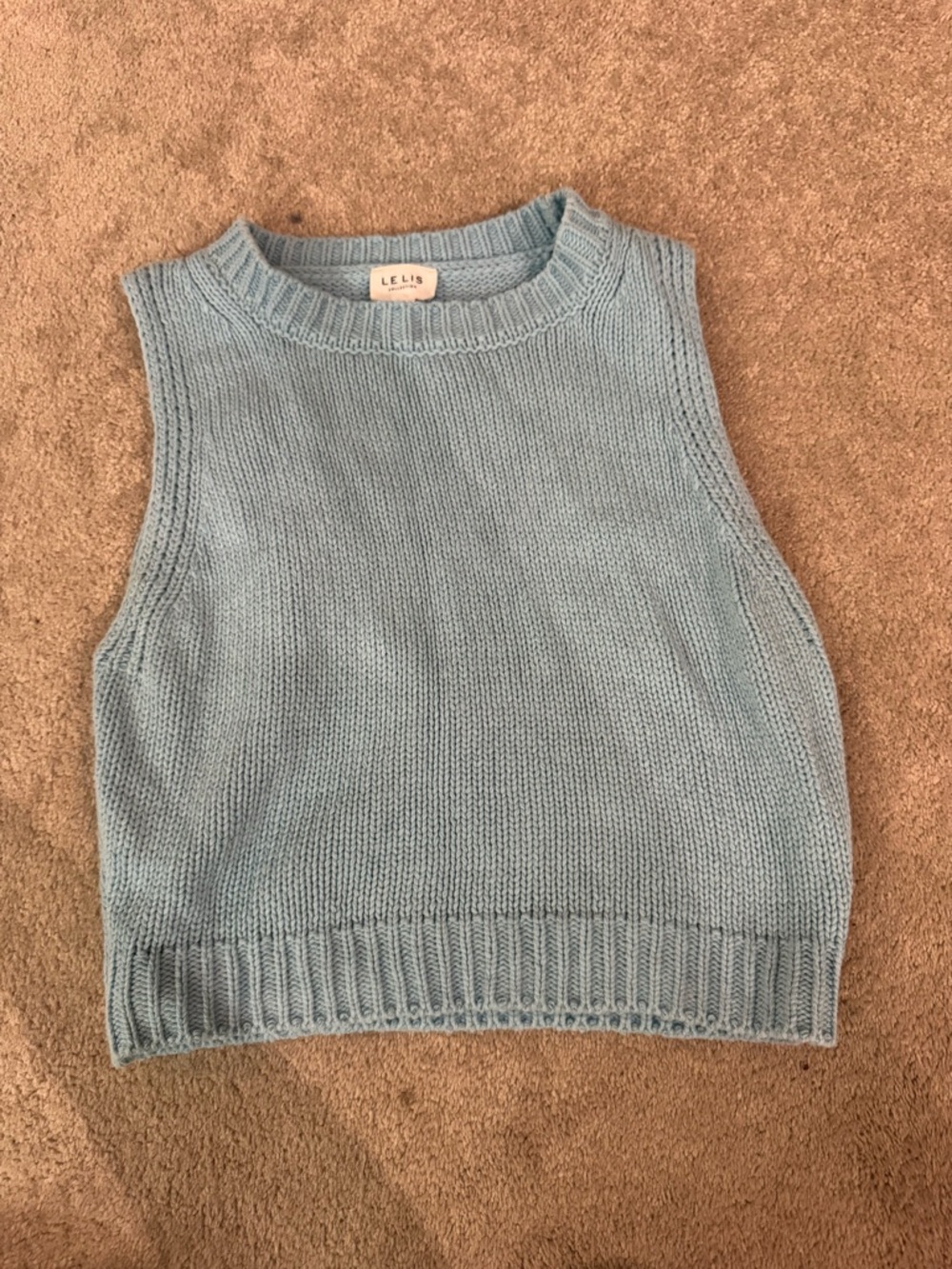 Le Lis Light Blue Sleeveless Crewneck Knit Vest